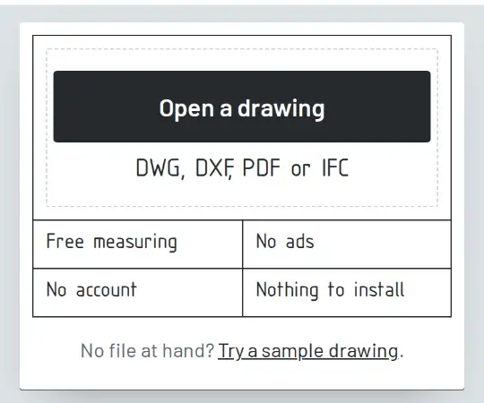 The Open a drawing button on the front page.